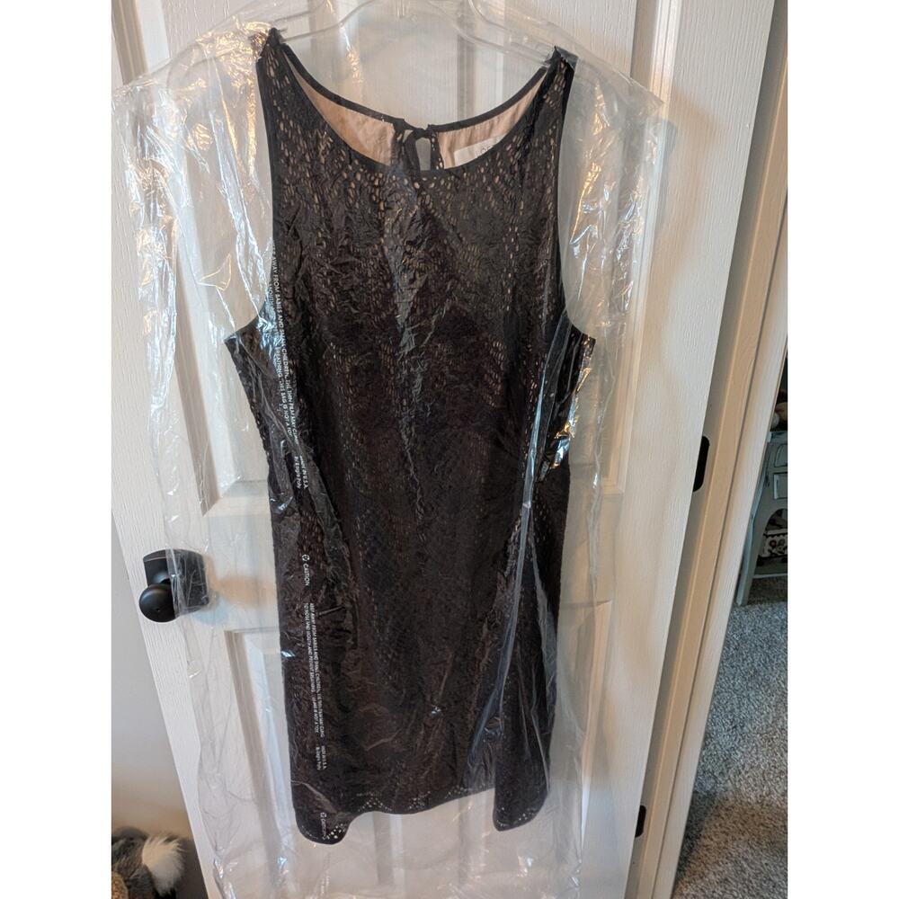 LOFT Women's Lace Dress Sleeveless Keyhole Back 14 Black Excellent Condition - Picture 8 of 8